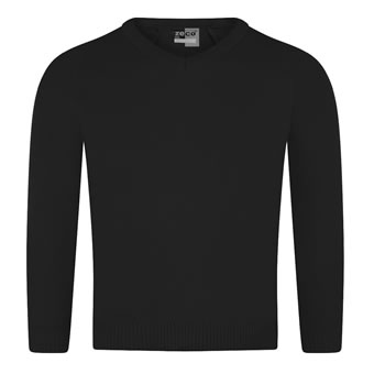 girls black school jumper v neck