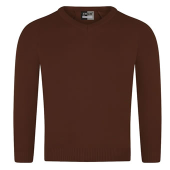 girls brown school jumper brown