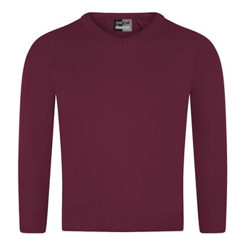 girls maroon school jumper v neck