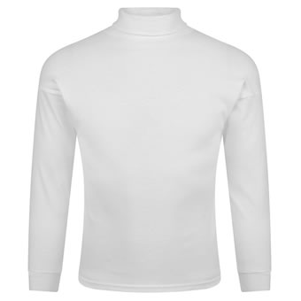 girls white polo neck school jumper front