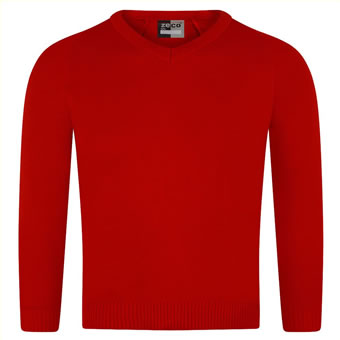 girls red school jumper v neck